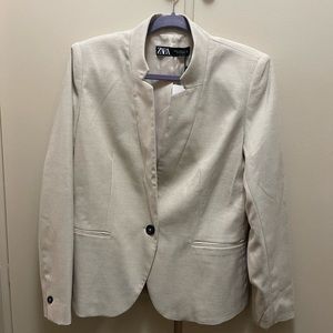 NWT ZARA Womens Blazer Size 10 Beige/Sand